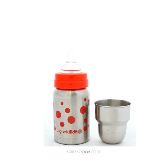 Biberon inox Goulot Large 265 ml - ROUGE - ORGANIC KIDZ