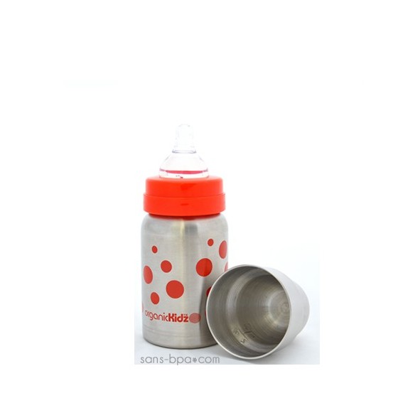 Biberon inox Goulot Large 265 ml - ROUGE - ORGANIC KIDZ