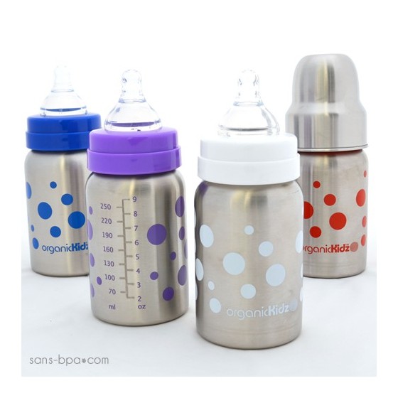 Biberon inox Goulot Large 265 ml - ROUGE - ORGANIC KIDZ