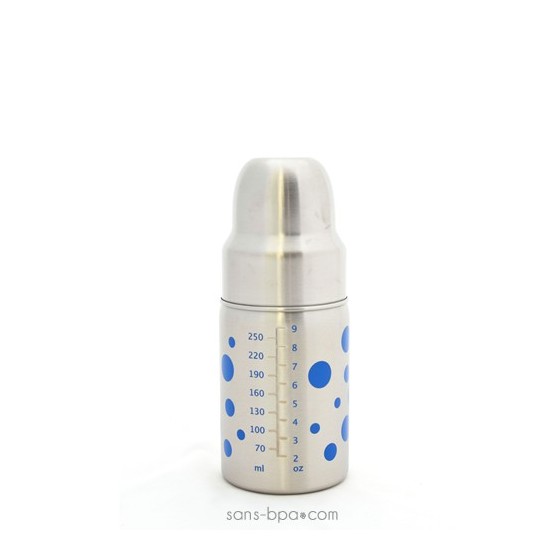 Biberon inox Goulot Large 265 ml - BLEU - ORGANIC KIDZ