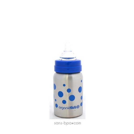 Biberon inox Goulot Large 265 ml - BLEU - ORGANIC KIDZ