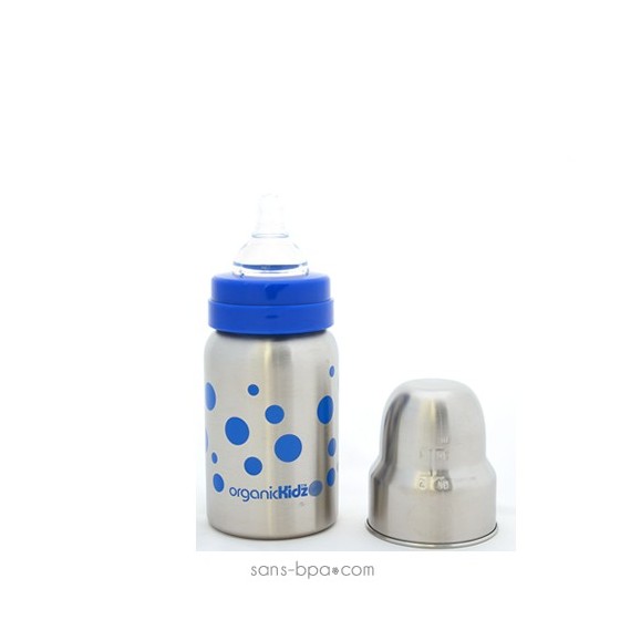 Biberon inox Goulot Large 265 ml - BLEU - ORGANIC KIDZ