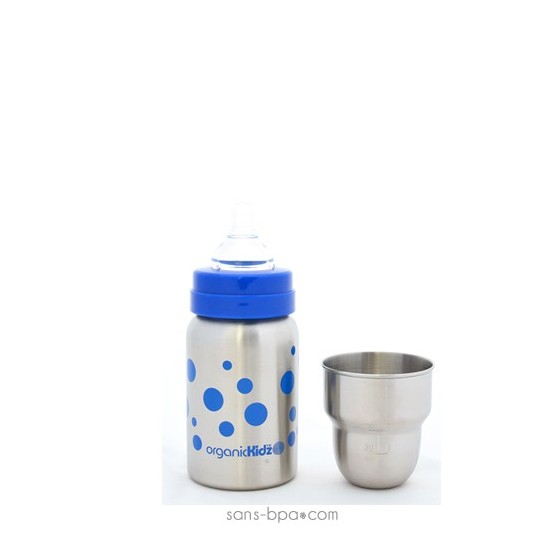 Biberon inox Goulot Large 265 ml - BLEU - ORGANIC KIDZ