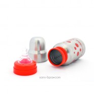 Biberon inox Goulot Large 265 ml - ROUGE - ORGANIC KIDZ