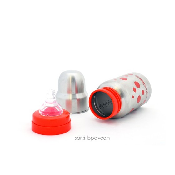 Biberon inox Goulot Large 265 ml - ROUGE - ORGANIC KIDZ
