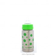 Biberon isotherme inox Goulot Large 200 ml - Pois Verts - Organic Kidz