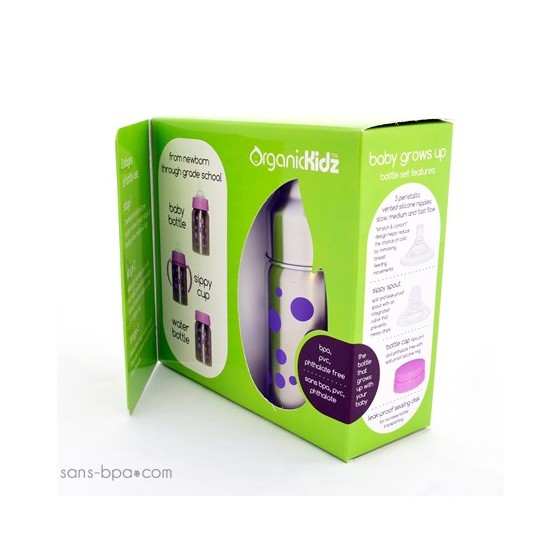 Kit évolutif 270 ml Pois Lavande - Organic Kidz
