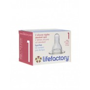 Lot 2 tétines Goulot Etroit SILICONE 0-3 mois - LIFEFACTORY