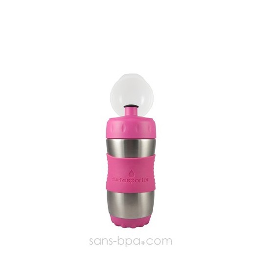 SAFE SPORTER - Gourde inox 355 ml - ROSE - KID BASIX