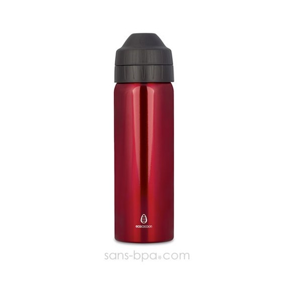 Gourde inox isotherme anti-fuite Cocoon 600 ml - Rubis - Ecococoon