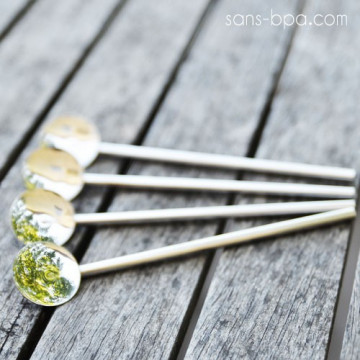 Lot 4 pailles cuillères inox - COURTES - ONYX