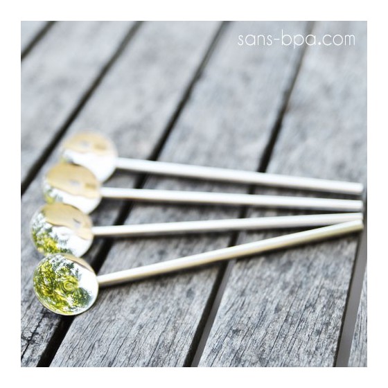 Lot 4 pailles cuillères inox - COURTES - ONYX