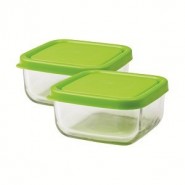 Trio carré en verre 360 ml - Green - Inno Baby