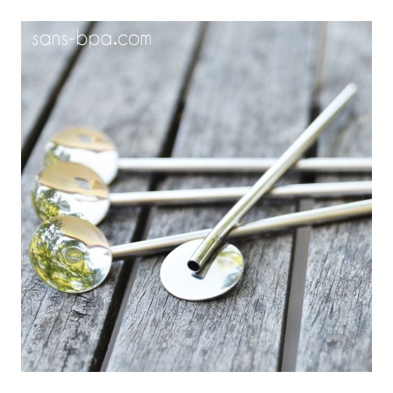 Lot 4 pailles cuillères inox - COURTES - ONYX