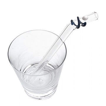 Paille verre Smoothie Courbe Courte Blanc Bleu - Strawesome 2