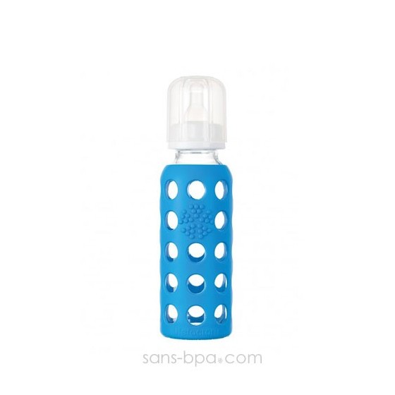 Biberon en verre Goulot étroit 250 ml - BLEU - LIFEFACTORY