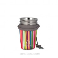 Housse nomade 4 verres - Rayures roses - Ecococoon
