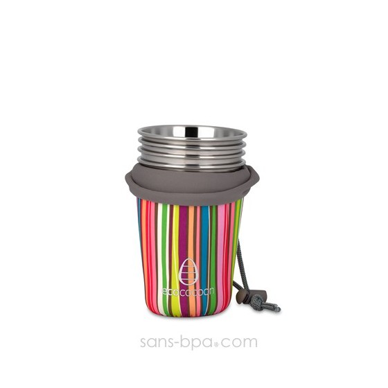 Housse nomade 4 verres - Rayures roses - Ecococoon