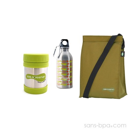 Ensemble 3 pièces Kiwi / Chenilles - Kids Konserve