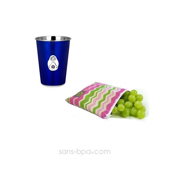 Pochette Itzy ZIG ZAG & son verre 