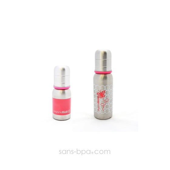 Lot 2 biberons inox Goulot Etroit 120 + 200 ml - Pink