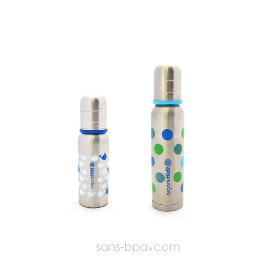 Lot 2 biberons inox Goulot Etroit 200 + 270 ml - Azur