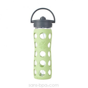 Bouteille verre Straw 470 ml - Vert tendre - LIFEFACTORY 2