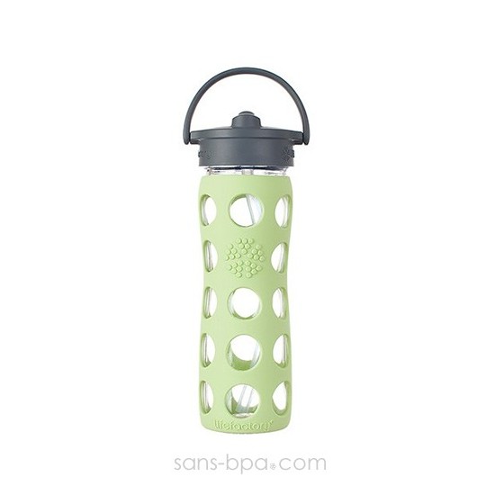 Bouteille verre Straw 470 ml - Vert tendre - LIFEFACTORY