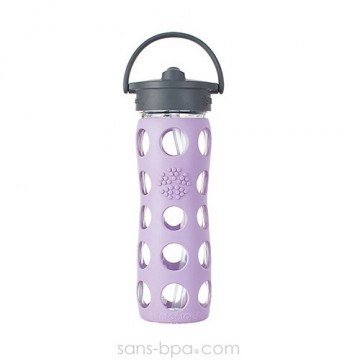 Bouteille verre Straw 470 ml - Bleu Océan - LIFEFACTORY 2