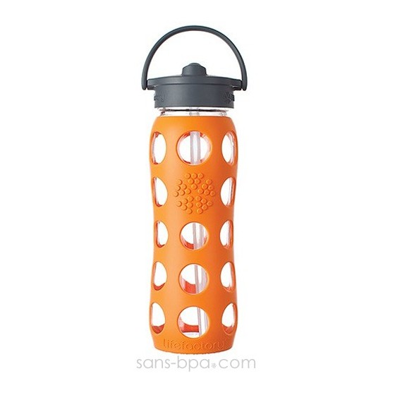 Bouteille verre Straw 470 ml - Lila - LIFEFACTORY