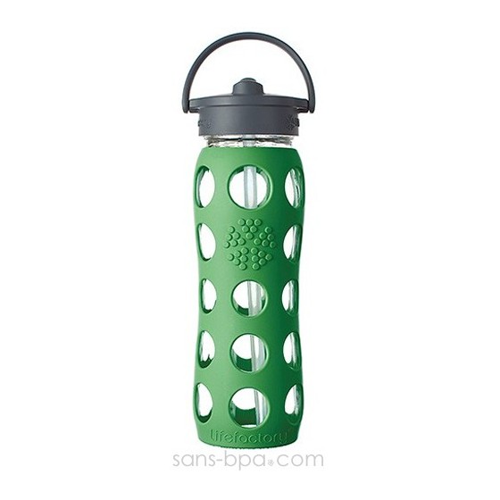 Bouteille verre Straw 650 ml - Orange - LIFEFACTORY