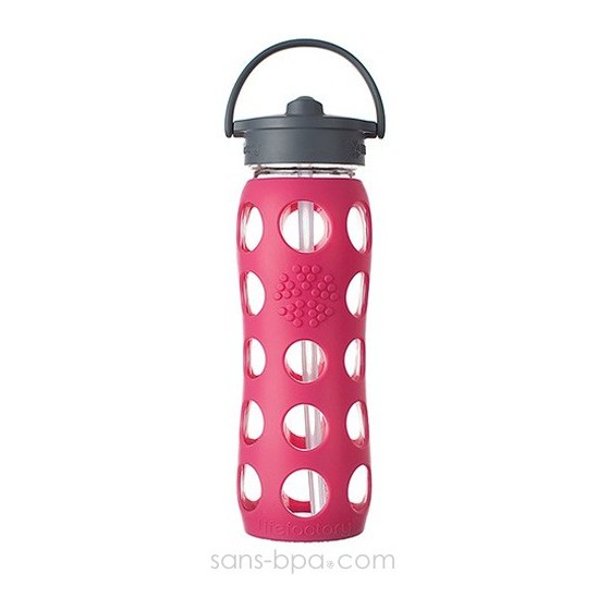Bouteille verre Straw 650 ml - Greeny - LIFEFACTORY