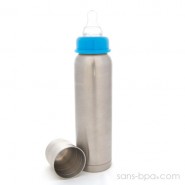 Biberon isotherme Silver-Framboise - 270 ml goulot étroit - Organic Kidz