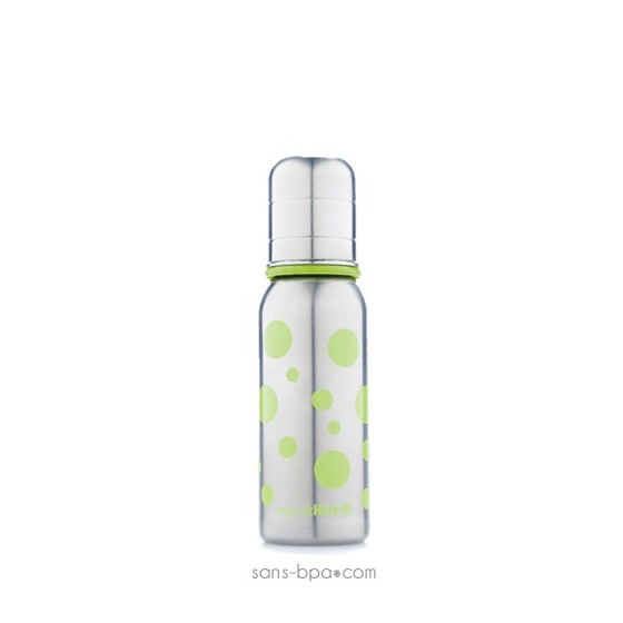 Biberon Pois verts - 200 ml goulot étroit - Organic Kidz