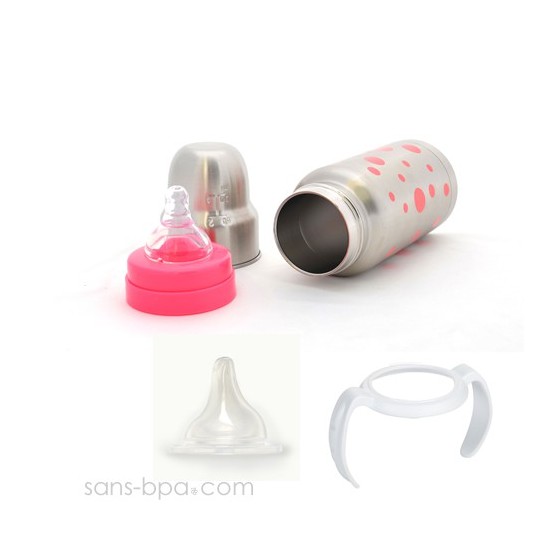 Biberon gourde anti-fuite isotherme 200 ml PINK