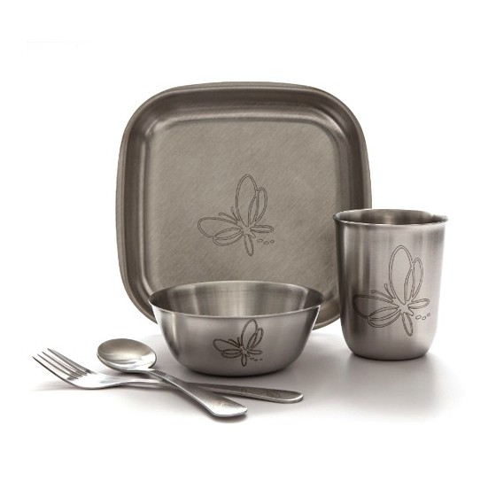 Set vaisselle inox enfant PAPILLON