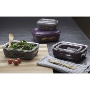 Contenant verre & silicone 850 ml - Aubergine