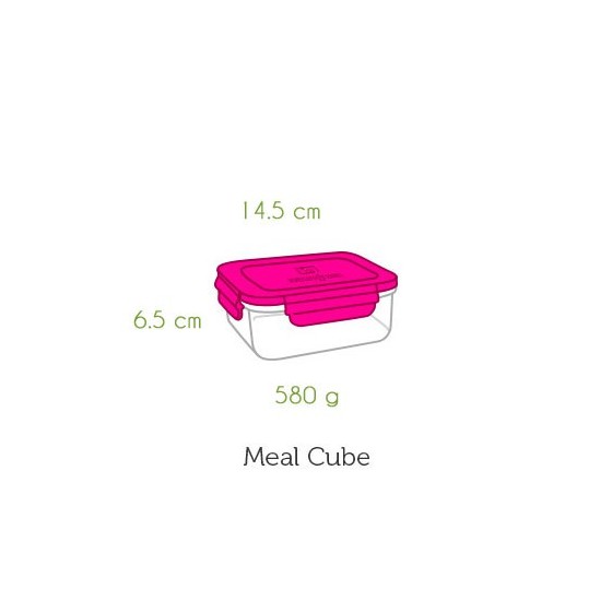 Contenant verre Meal Cube 900ml - Framboise