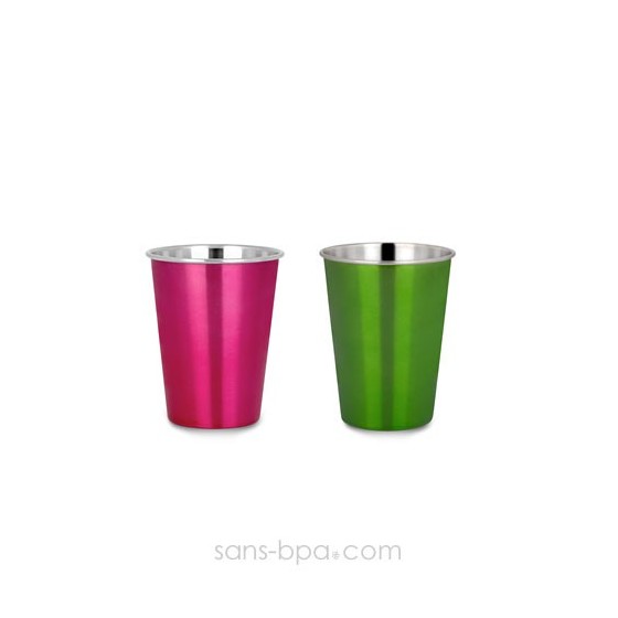 Lot 2 verres PINK & GREEN