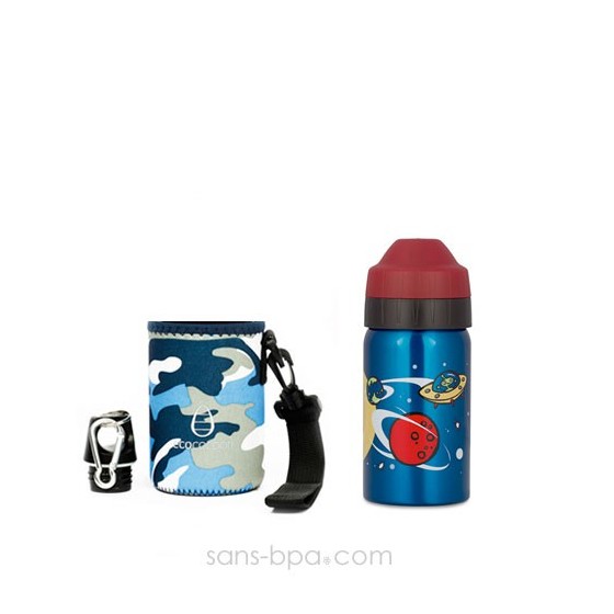 Gourde isotherme Zoo & sa housse Camo Ecococoon