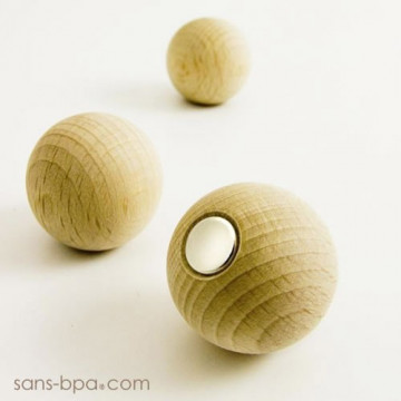 3 boules aimantées magnet bois