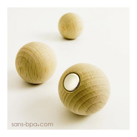 3 boules aimantées magnet bois
