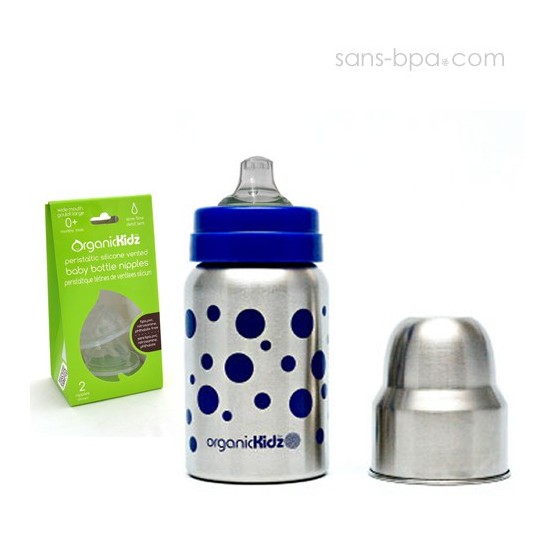 Bib-gourde anti-fuite 270ml BLEU