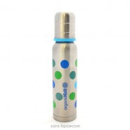 Biberon inox Isotherme Goulot Etroit 270 ml - POIS BLEUS - ORGANIC KIDZ