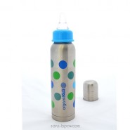 Biberon inox Isotherme Goulot Etroit 270 ml - POIS BLEUS - ORGANIC KIDZ