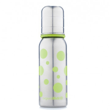 Biberon inox Goulot Etroit 200 ml - POIS VERTS - ORGANIC KIDZ 2