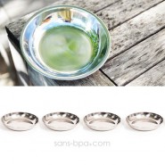 Lot 4 assiettes inox à bords Small - ONYX