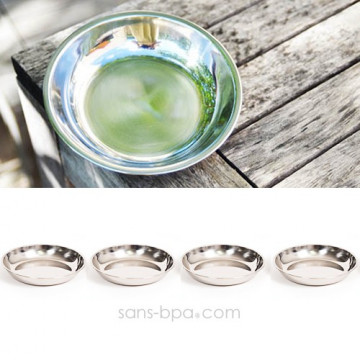 Lot 4 assiettes inox à bords Small - ONYX