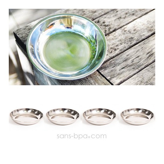 Lot 4 assiettes inox à bords Small - ONYX