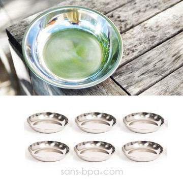 Lot 4 assiettes inox à bords Small - ONYX